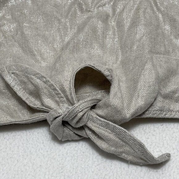 Christian Siriano Linen Sleeveless Blouse Crop Women Size S Beige Glitter Shiny - Picture 8 of 9